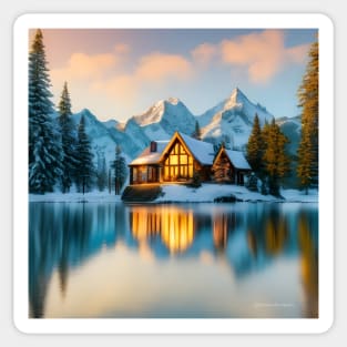 Cozy Mountain Cabin by a Lake Sticker